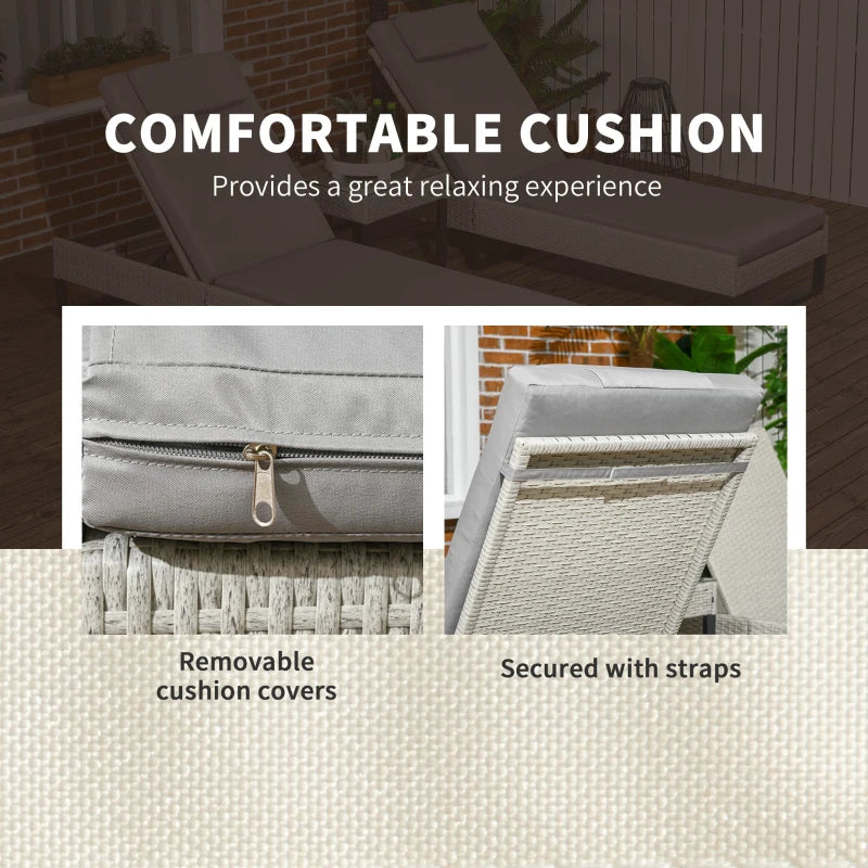 Light grey lounge chair seat cushion with removable cover and secure strap system