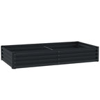 Dark grey galvanised steel open planter box with slatted sides and open top