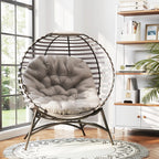 Outsunny Egg Chair with Cushion & Side Pocket Light Grey