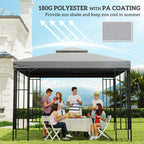 Light grey double-tier gazebo roof cover with 180G polyester material
