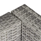 Grey woven rattan corner texture detail on armchair