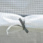 Greenhouse PE cover corner tie strap fastener on mesh frame