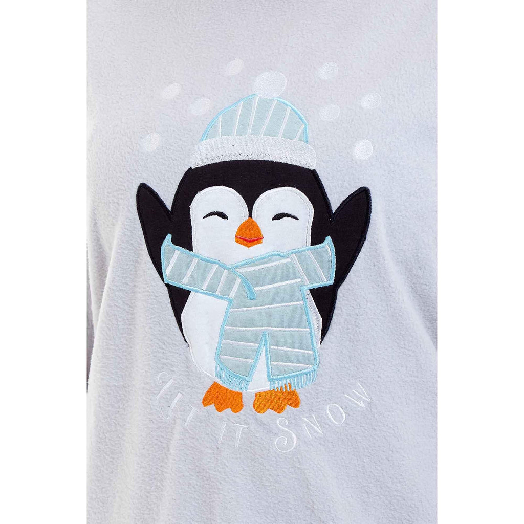 Warm Women's Polar Fleece Penguin Pyjama Set with Hood and Embroidery Fluffy Winter Loungewear Ideal for Christmas Gift Multiple Sizes