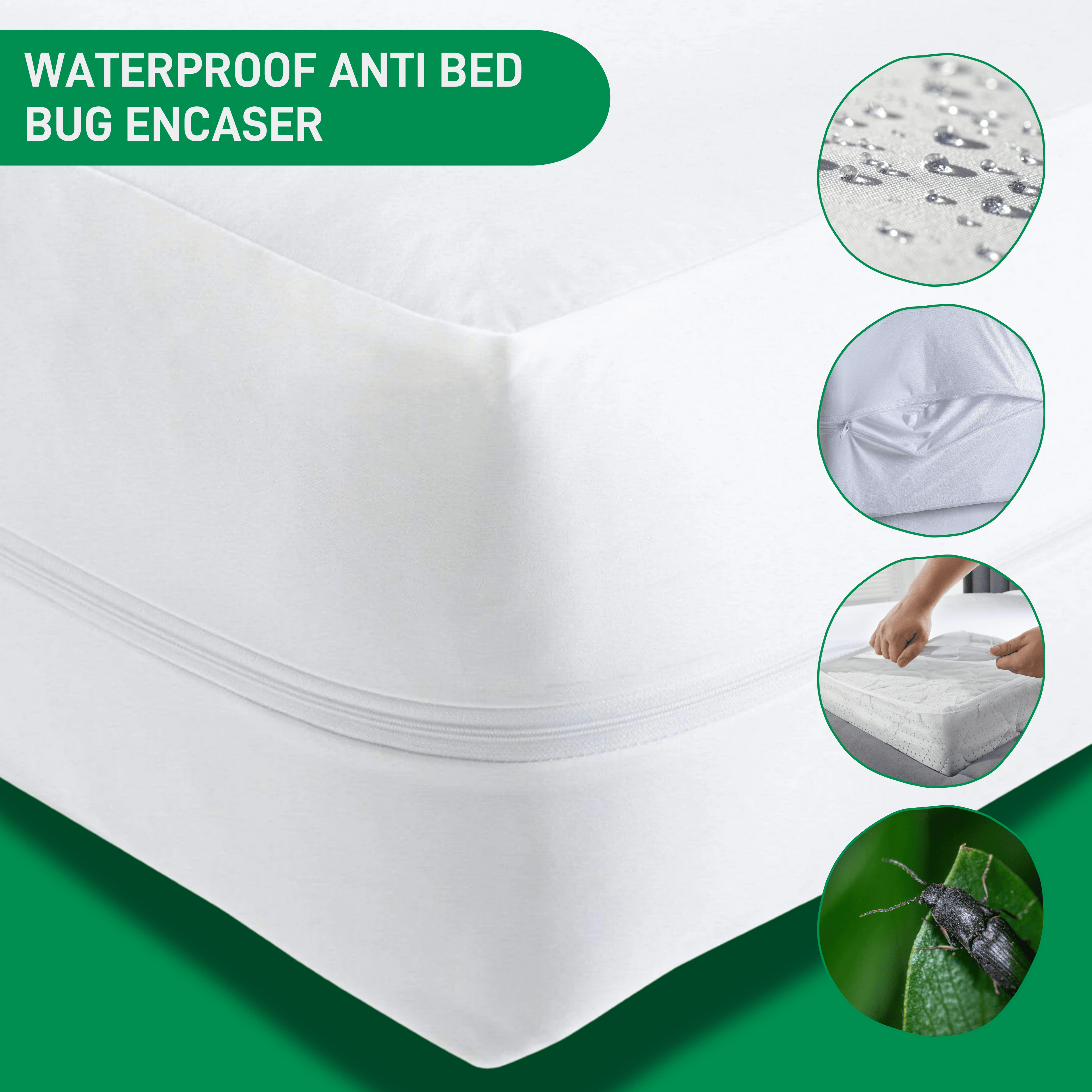 Waterproof Anti Bed Bug Mattress Protector Extra Deep Hypoallergenic Dust Mite Barrier Zipper Encaser