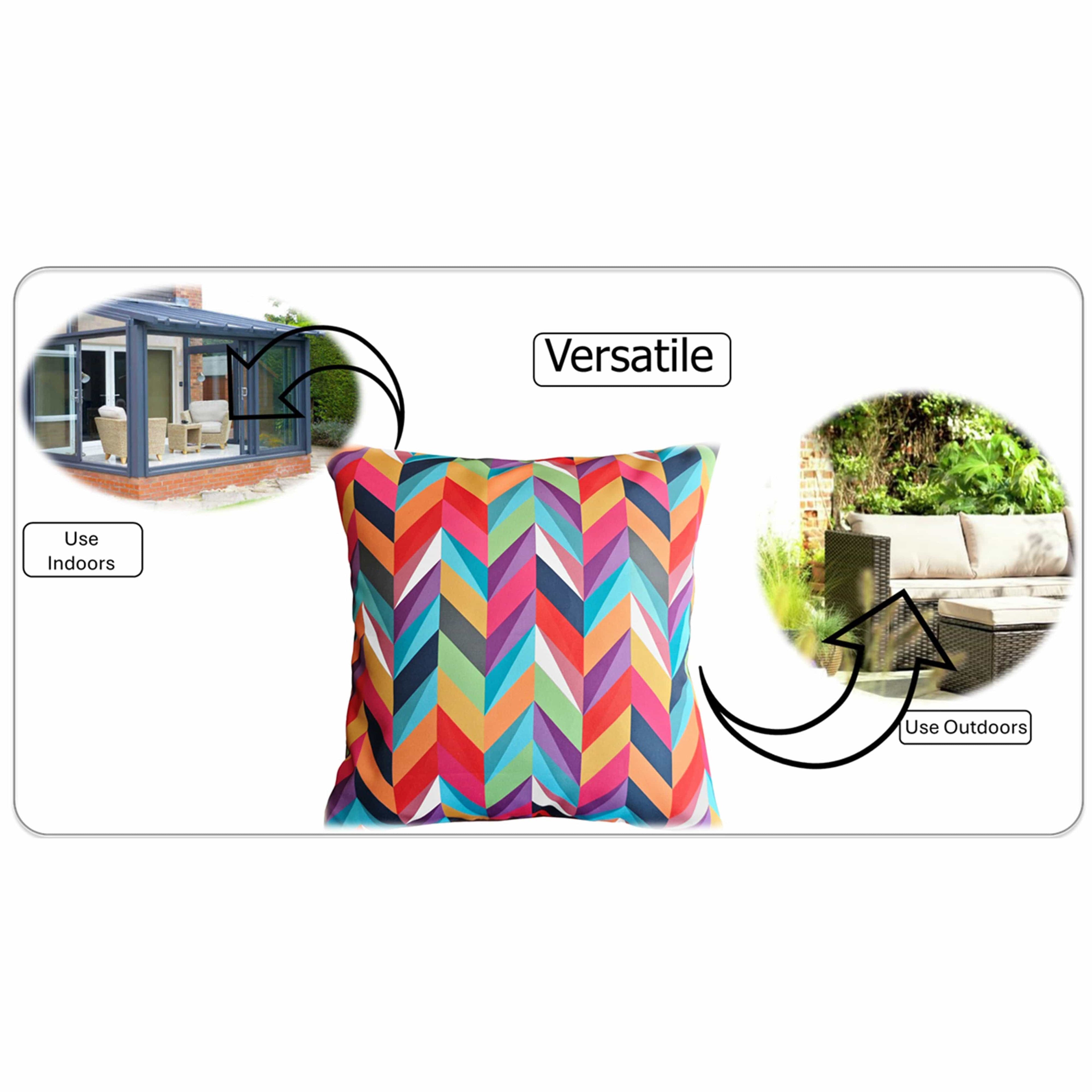 Waterproof Breathable California Multi Hollowfibre Filled Cushions 43x43cm for Outdoor Garden Bench Sofa or Indoor Use