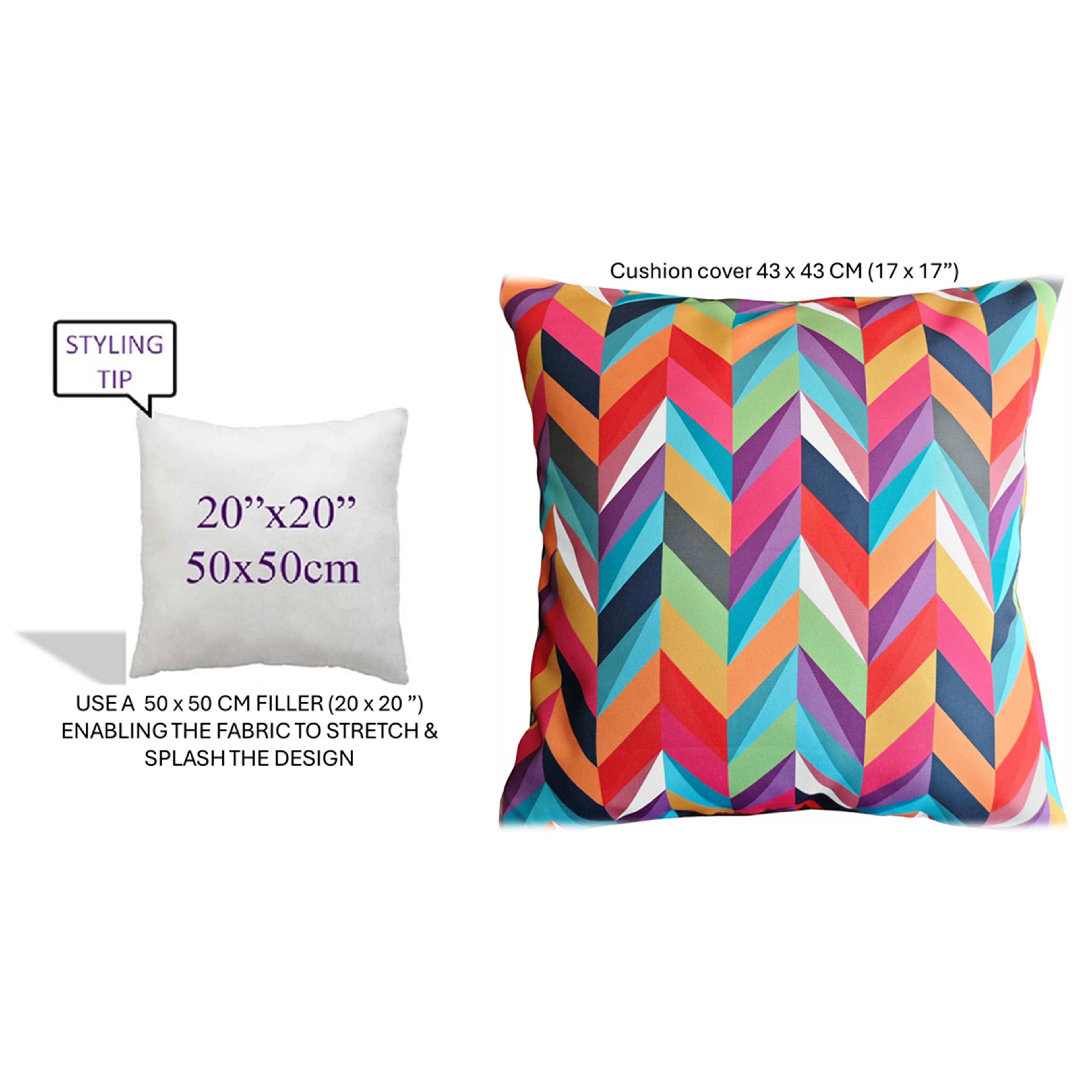 Waterproof Breathable California Multi Hollowfibre Filled Cushions 43x43cm for Outdoor Garden Bench Sofa or Indoor Use