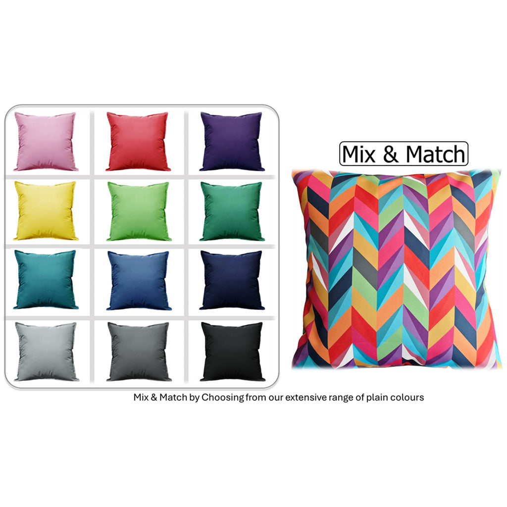 Waterproof Breathable California Multi Hollowfibre Filled Cushions 43x43cm for Outdoor Garden Bench Sofa or Indoor Use