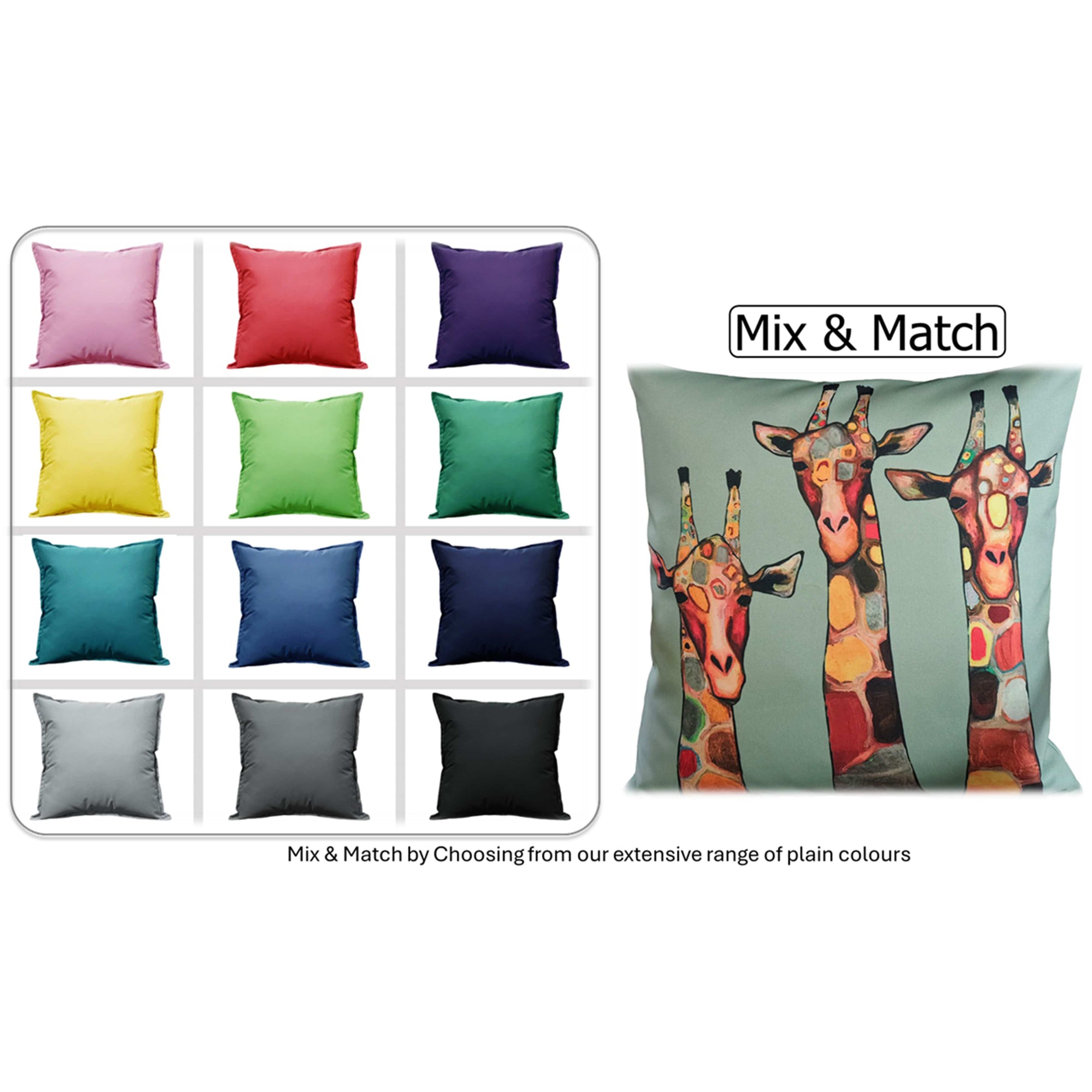 Waterproof Breathable Giraffe Hollowfibre Filled Cushions 43x43cm for Outdoor Garden Bench Sofa or Indoor Use