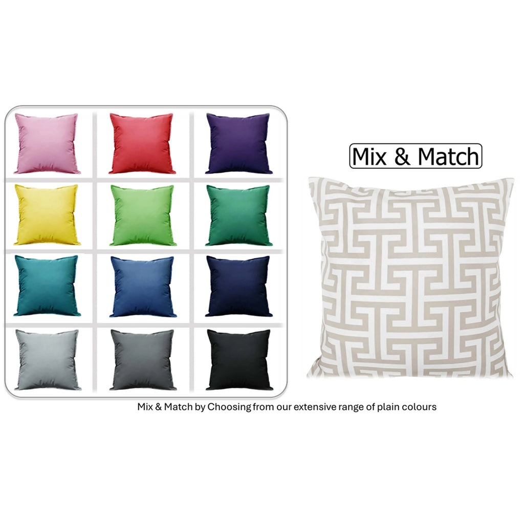 Waterproof Breathable Milano Natural Hollowfibre Filled Cushions 43x43cm for Outdoor Garden Bench Sofa or Indoor Use