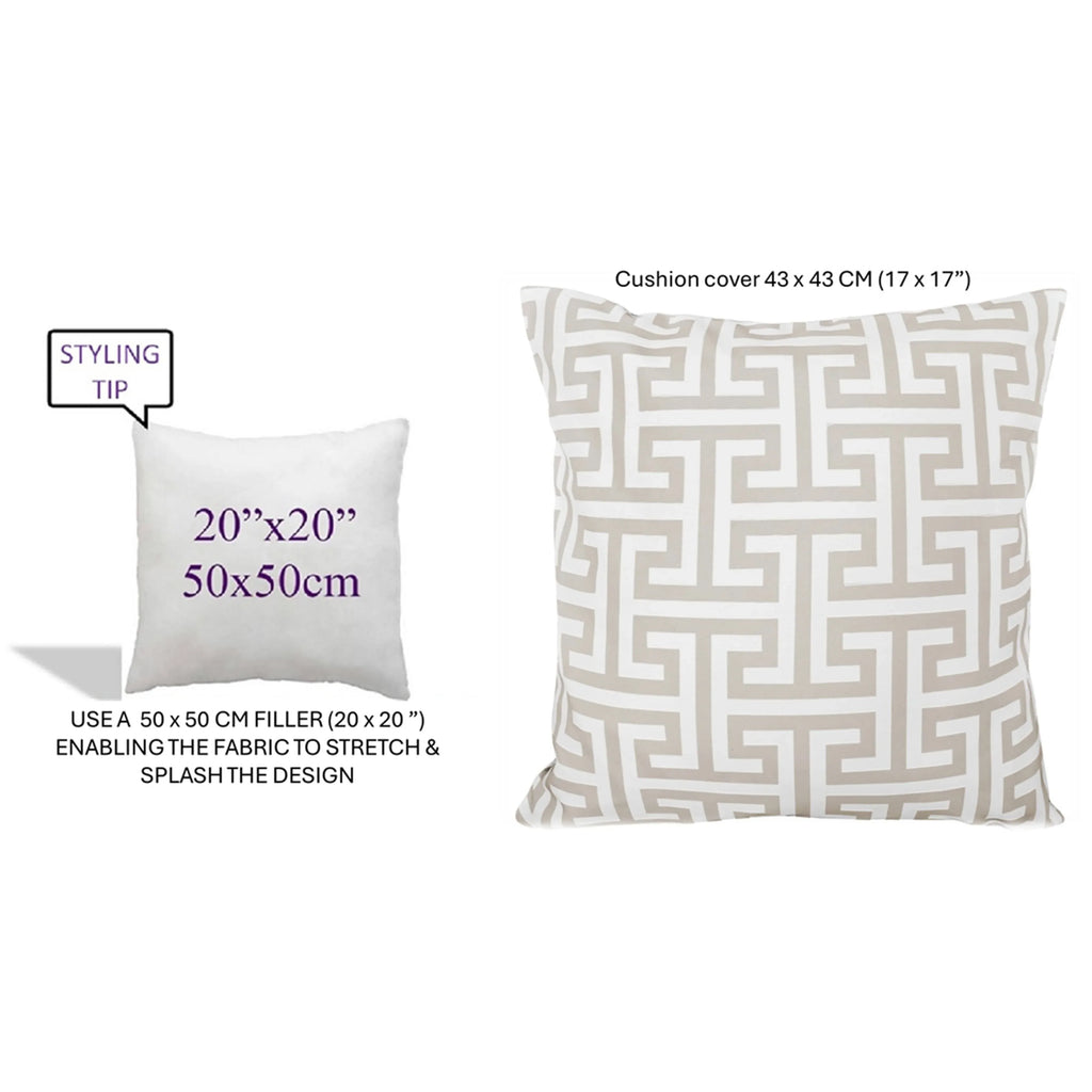 Waterproof Breathable Milano Natural Hollowfibre Filled Cushions 43x43cm for Outdoor Garden Bench Sofa or Indoor Use