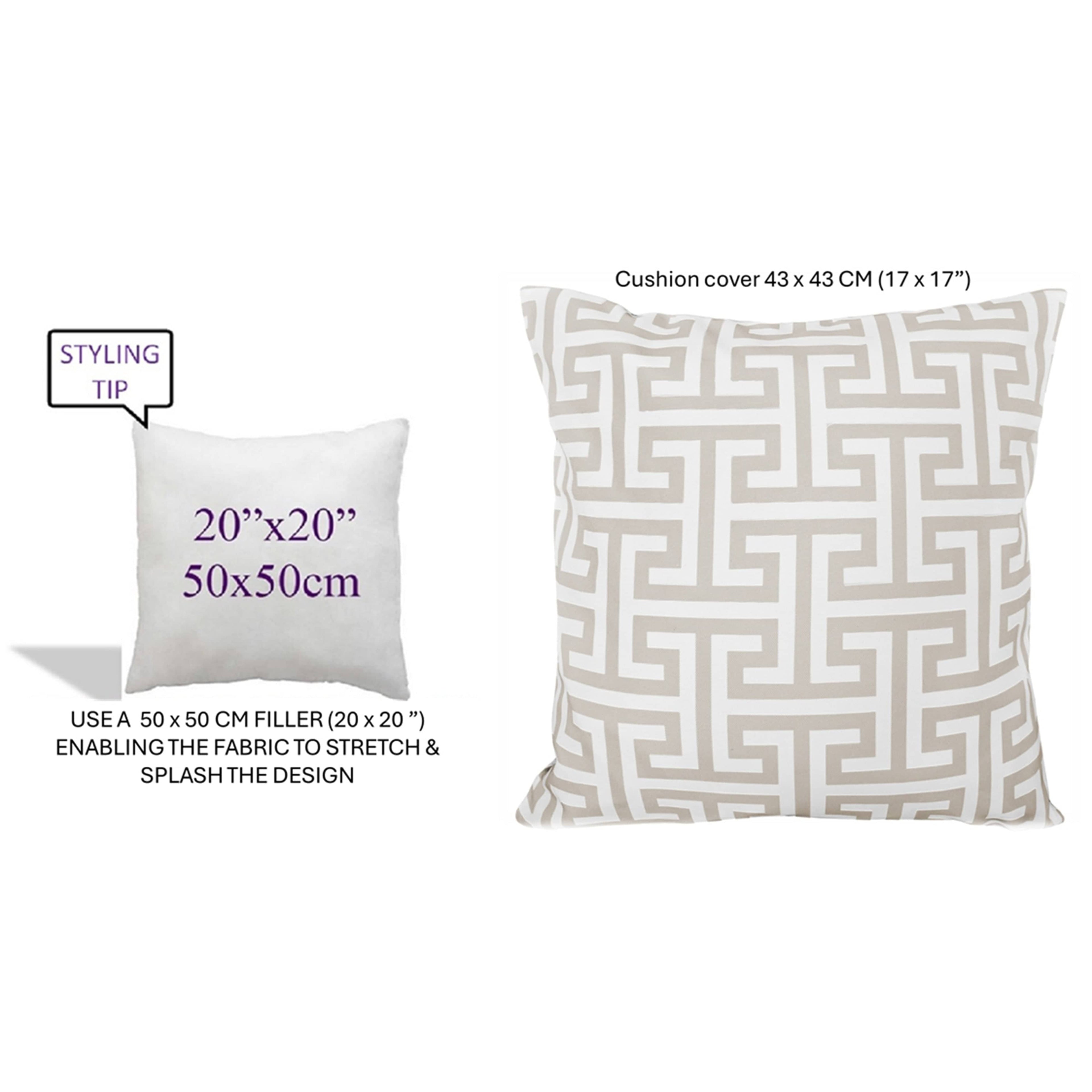 Waterproof Breathable Milano Natural Hollowfibre Filled Cushions 43x43cm for Outdoor Garden Bench Sofa or Indoor Use