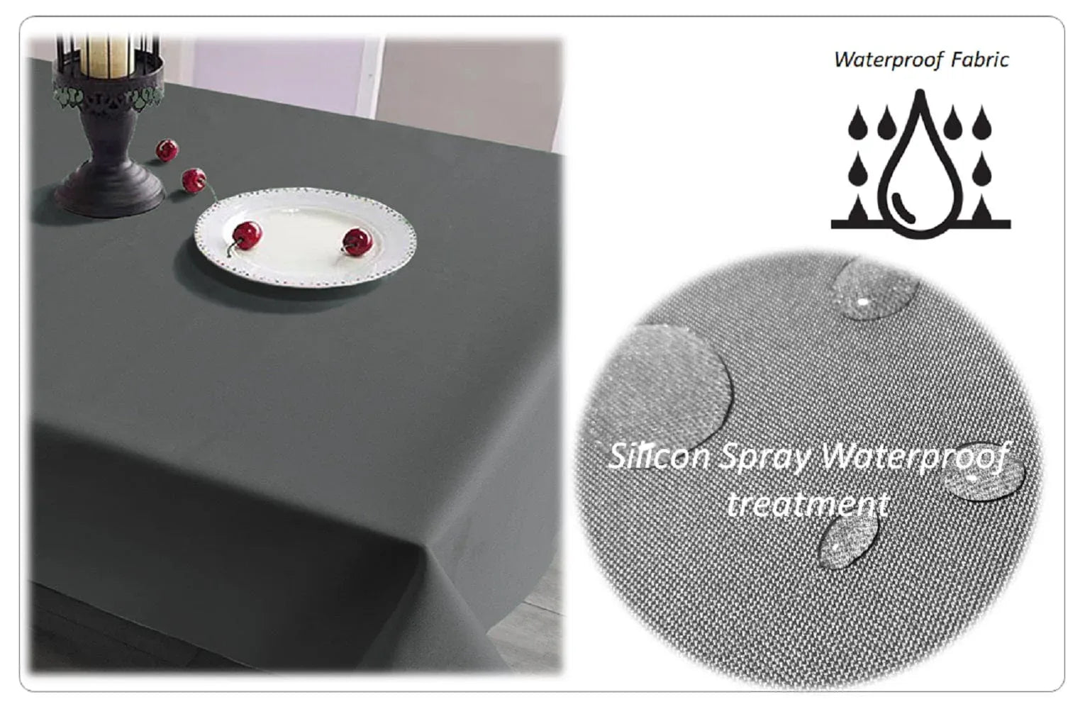 Waterproof Stain Resistant Rectangular Polyester Tablecloth Picnic Mat 145x200cm for Kitchen Dining Indoor Outdoor