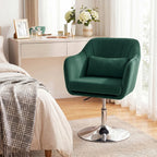 Dark green velvet swivel tub chair with chrome base for comfortable seating