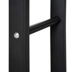 Black metal rack side post with round support bar