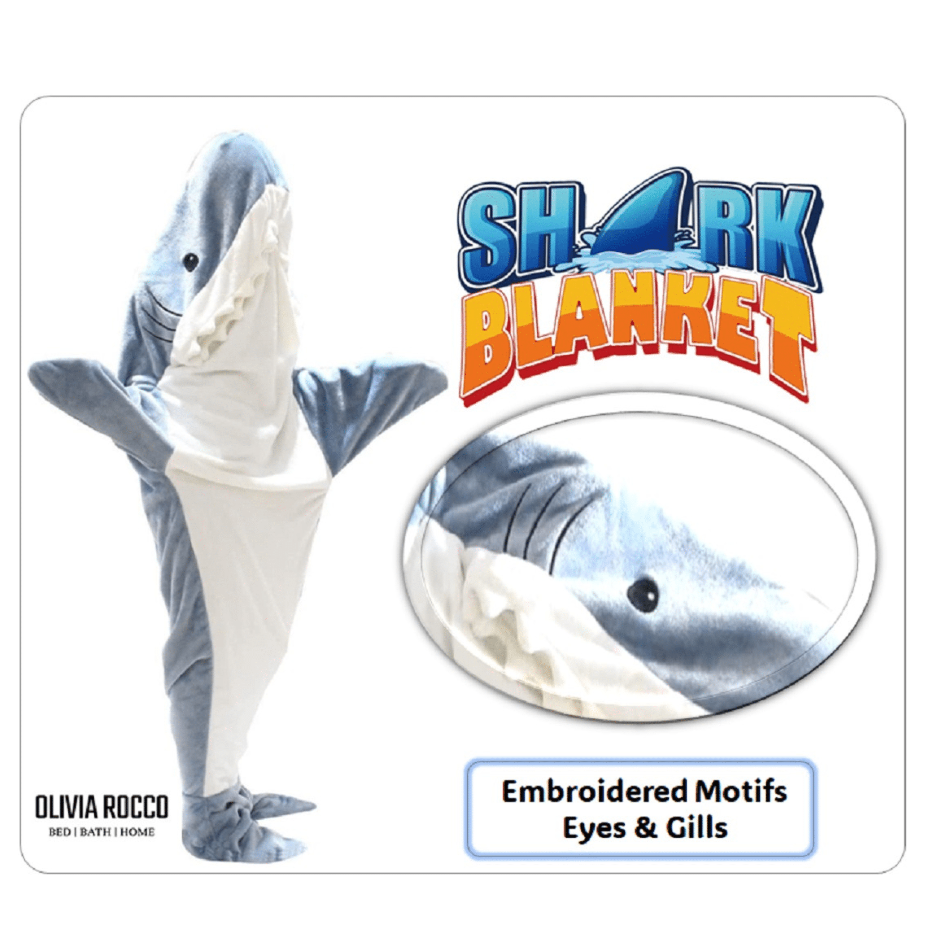 Wearable Shark Blanket Sleeping Bag for Adults Super Soft Flannel Onesie with Hood Perfect for Cosplay Lounging Camping and Sleepovers