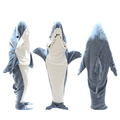 Wearable Shark Blanket Sleeping Bag for Adults Super Soft Flannel Onesie with Hood Perfect for Cosplay Lounging Camping and Sleepovers
