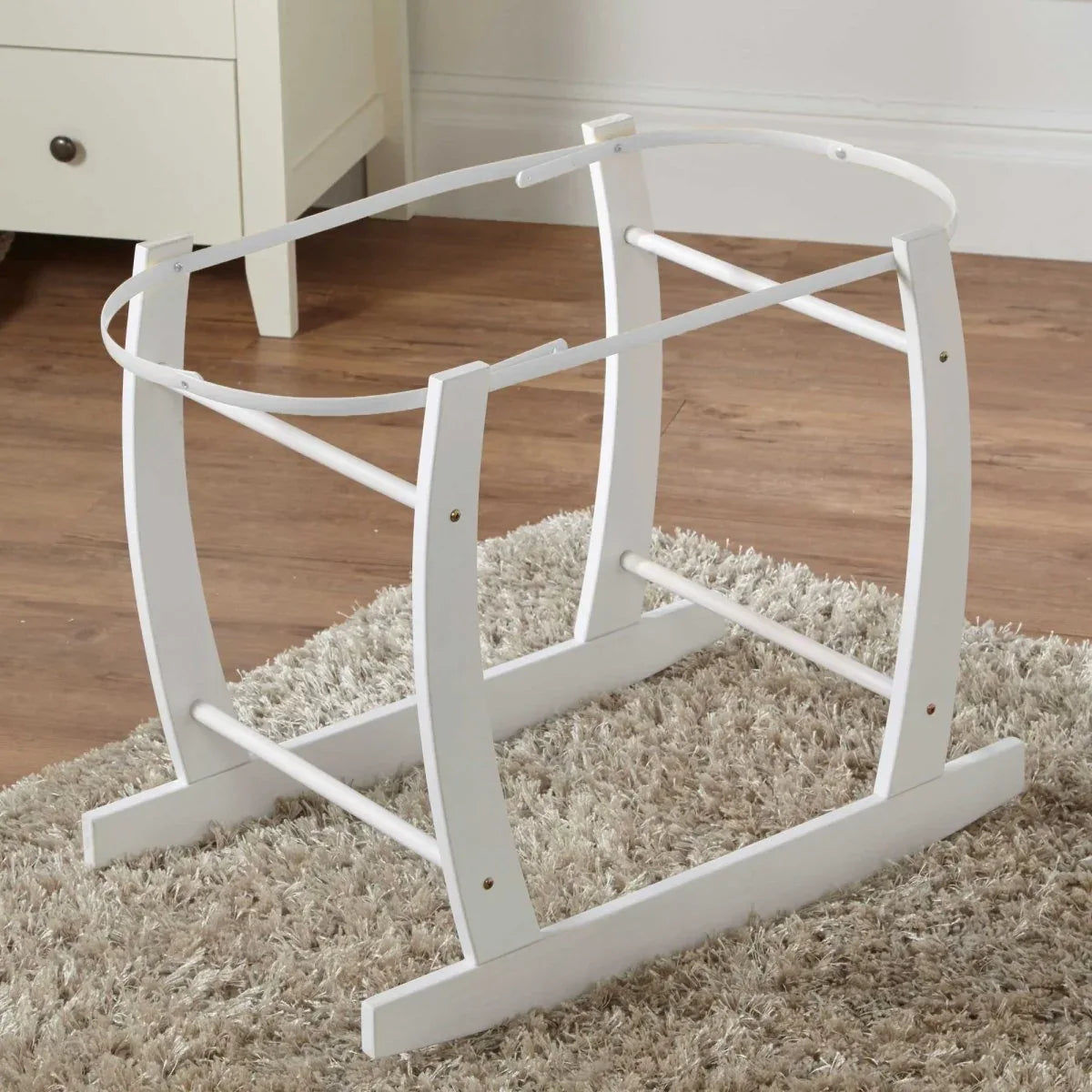 White Deluxe Moses Basket Rocking Stand - Bobobiy