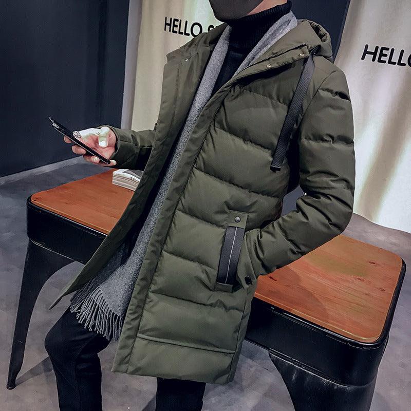 Winter Jacket Mid-Length Hooded Padded Men Coat