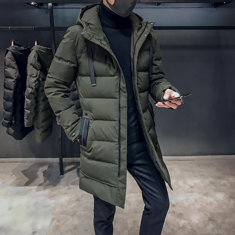 Winter Jacket Mid-Length Hooded Padded Men Coat