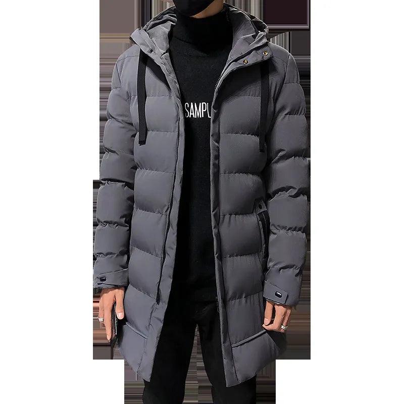 Winter Jacket Mid-Length Hooded Padded Men Coat