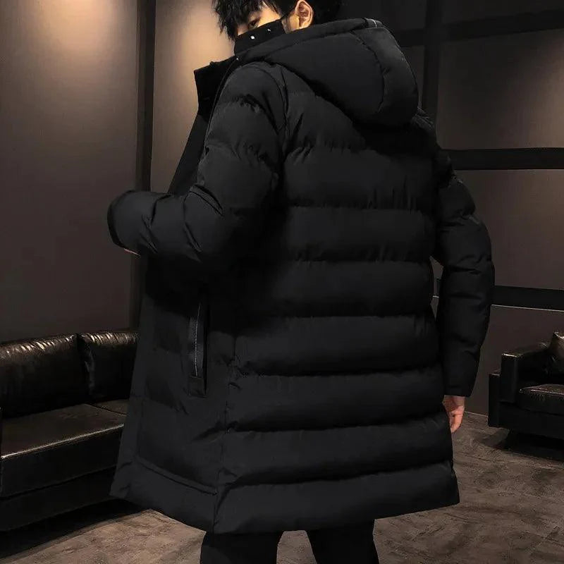 Winter Jacket Mid-Length Hooded Padded Men Coat