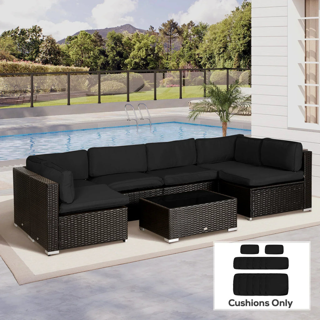 Garden Rattan Sofa Cushion Polyester Cover Replacement Outdoor- No Cushion Included, Black - Bobobiy