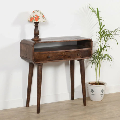 wl02-franklin-dark-mango-wood-console-table-with-2-drawers-lifestyle - Bobobiy