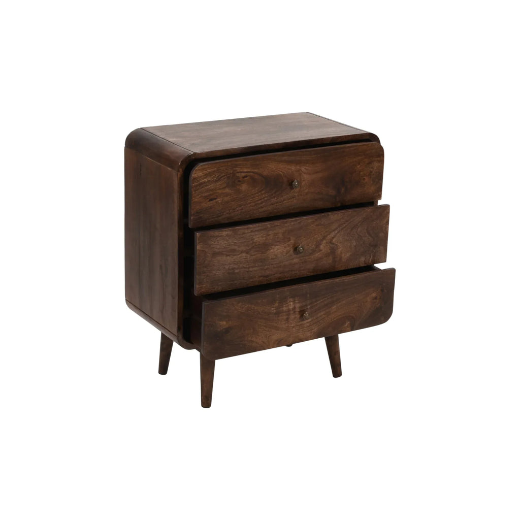 Franklin Dark Mango Wood Chest Of 3 Drawers - Bobobiy