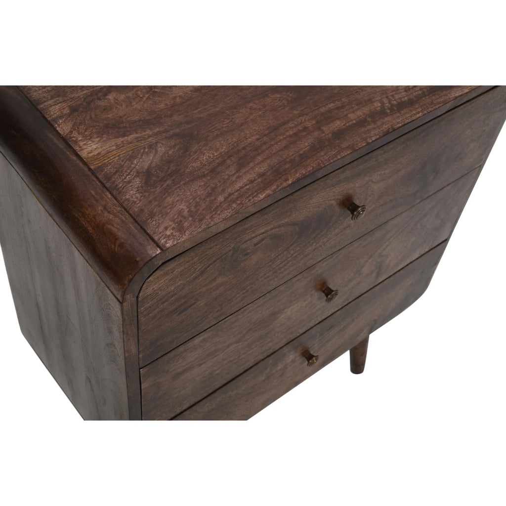 Franklin Dark Mango Wood Chest Of 3 Drawers - Bobobiy