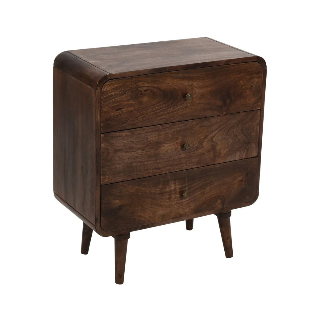Franklin Dark Mango Wood Chest Of 3 Drawers - Bobobiy