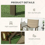 Khaki mesh garden chair with high back, smooth armrests, and non-slip foot pads