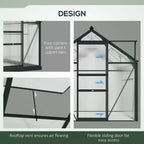 Grey greenhouse corner with diagonal support bars and clear twin-wall polycarbonate walls
