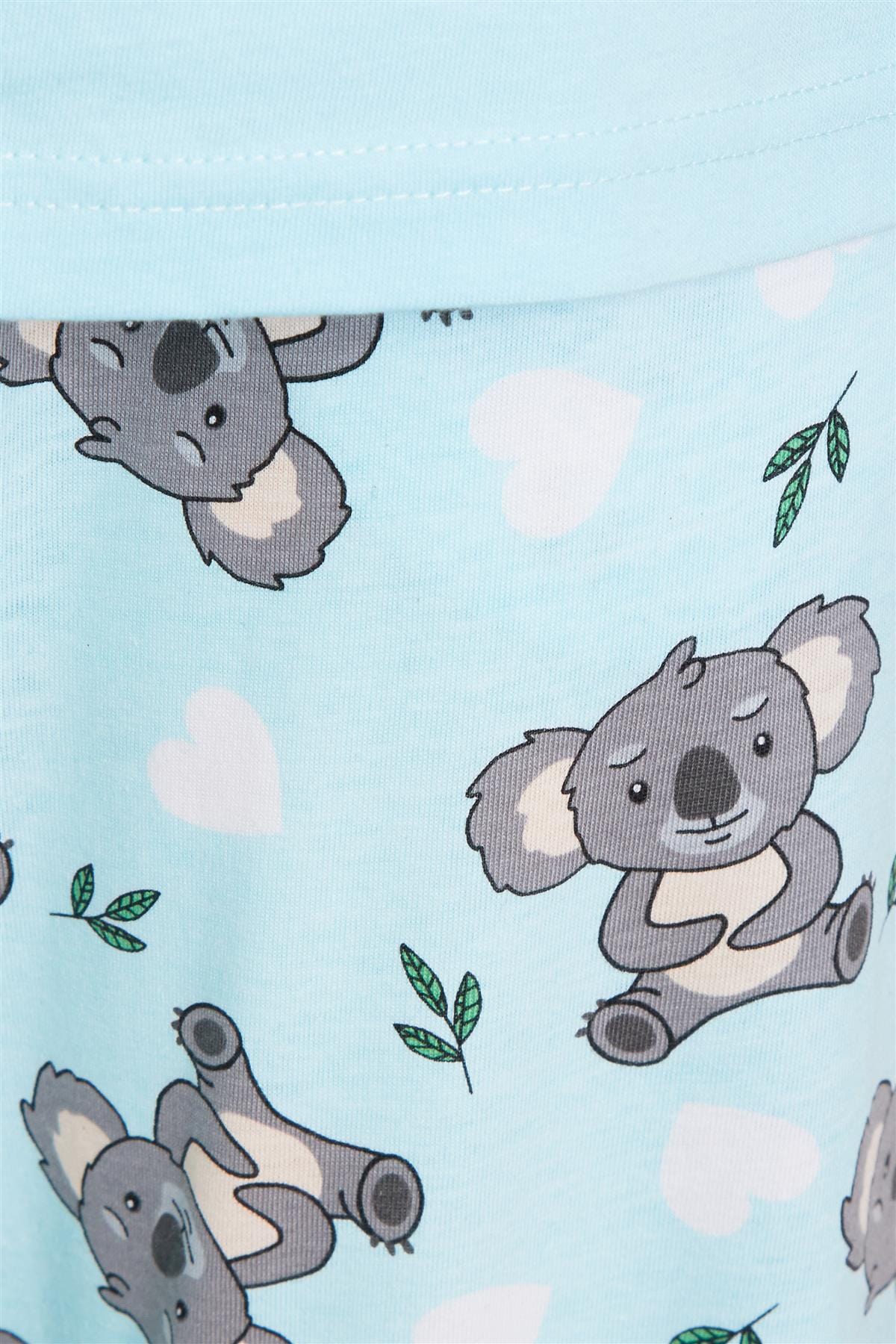 Women's 100% Cotton Koala Bear Pyjama Set Soft Breathable Nightwear PJs with Elasticated Waistband Cute Sleepwear Loungewear Perfect Gift