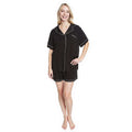 Women's Black Short Pyjama Set Super Soft Sleepwear Nightwear Button Up Top and Shorts with Pockets PJs