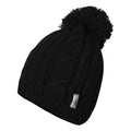 Women's Chunky Cable Knit Beanie Hat with 3M Thinsulate Insulation and Pom Pom Waterproof Winter Hat in Black Purple Cream and Navy