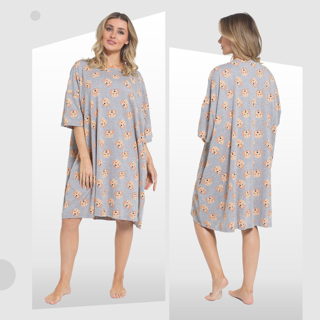 Women's Cockapoo Baggy Nighty Dress Oversized T-Shirt Nighties 100% Cotton Short Sleeved Nightshirt for Ladies