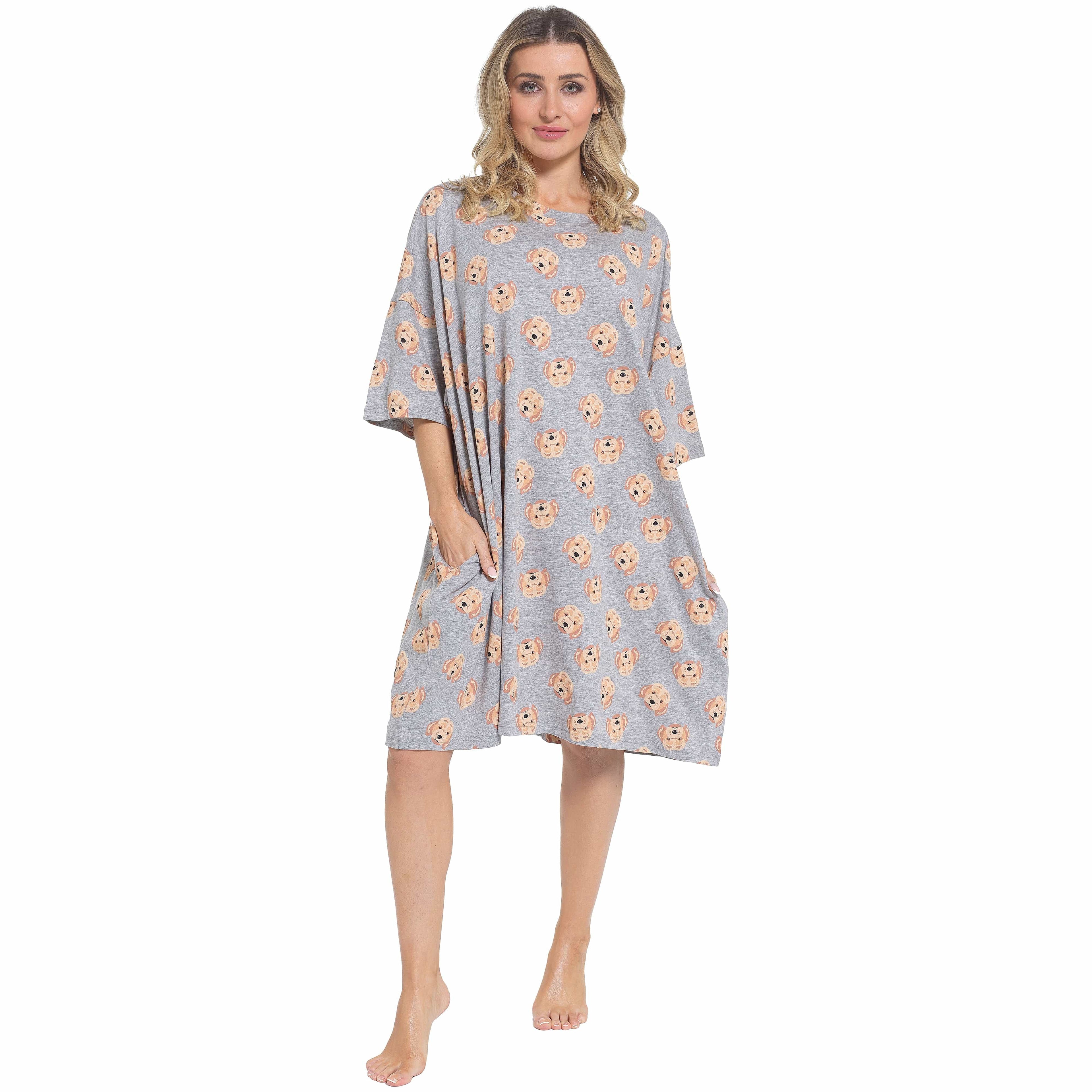 Women's Cockapoo Baggy Nighty Dress Oversized T-Shirt Nighties 100% Cotton Short Sleeved Nightshirt for Ladies