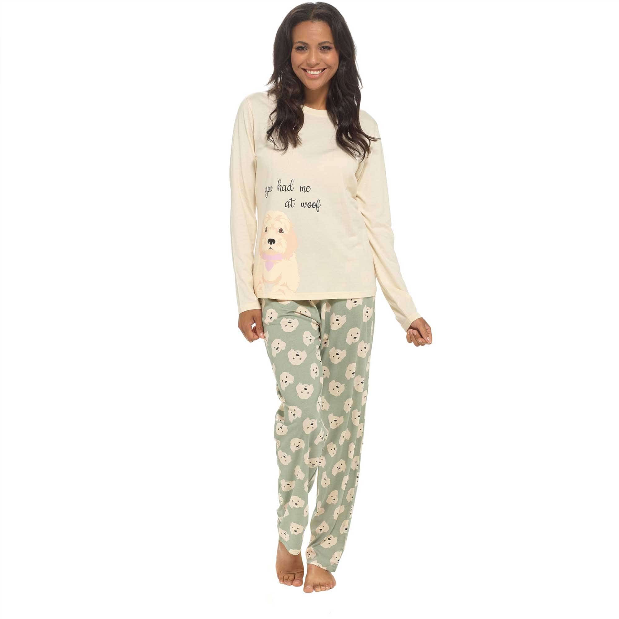 Women's Cockapoo Cotton Jersey Pyjama Set Long Sleeve Lounge Wear PJs with Elasticated Waistband