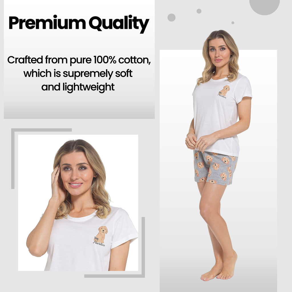 Women's Cockapoo Pyjama Set T-Shirt & Shorts PJs Soft Cotton Loungewear Summer Holiday Sleepwear