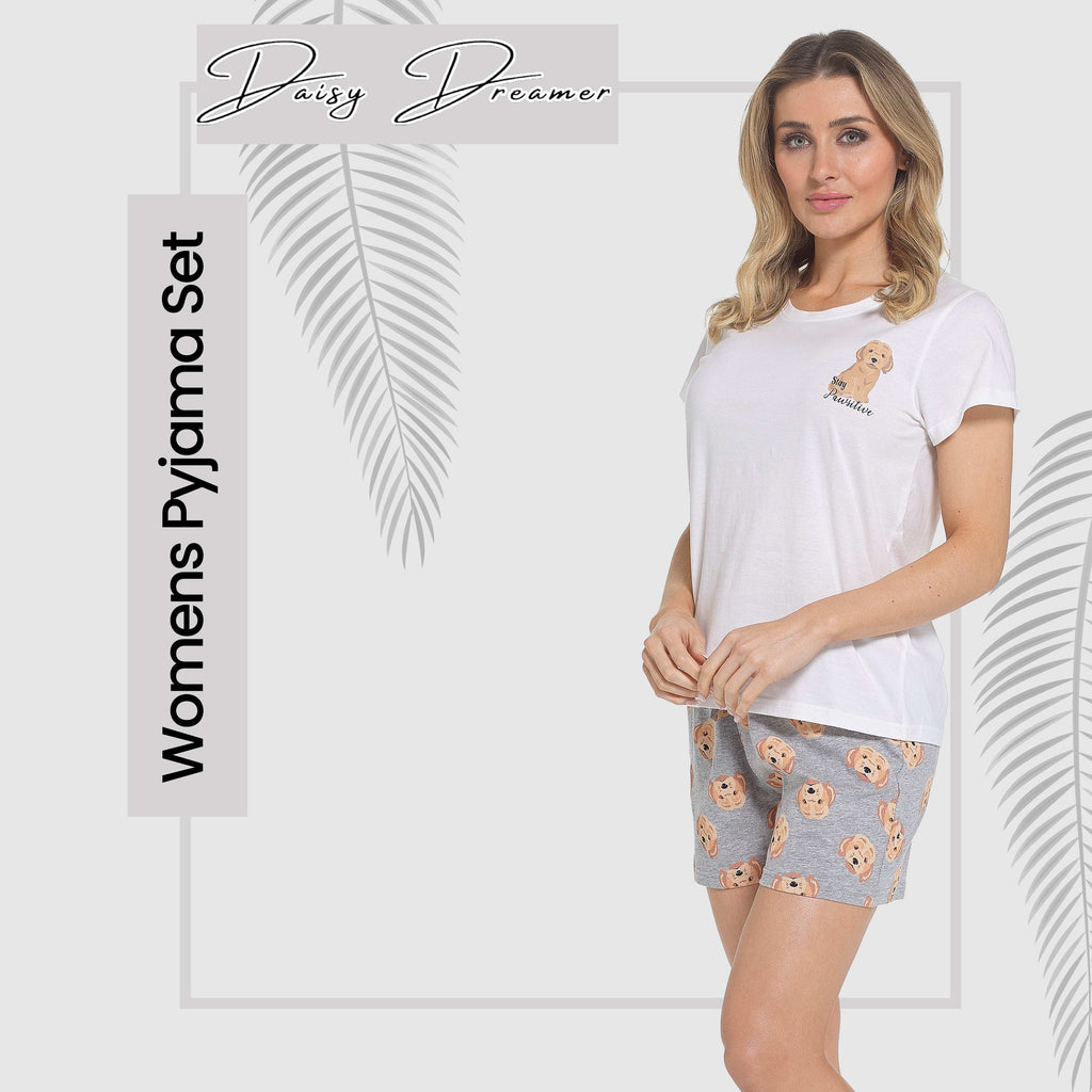 Women's Cockapoo Pyjama Set T-Shirt & Shorts PJs Soft Cotton Loungewear Summer Holiday Sleepwear