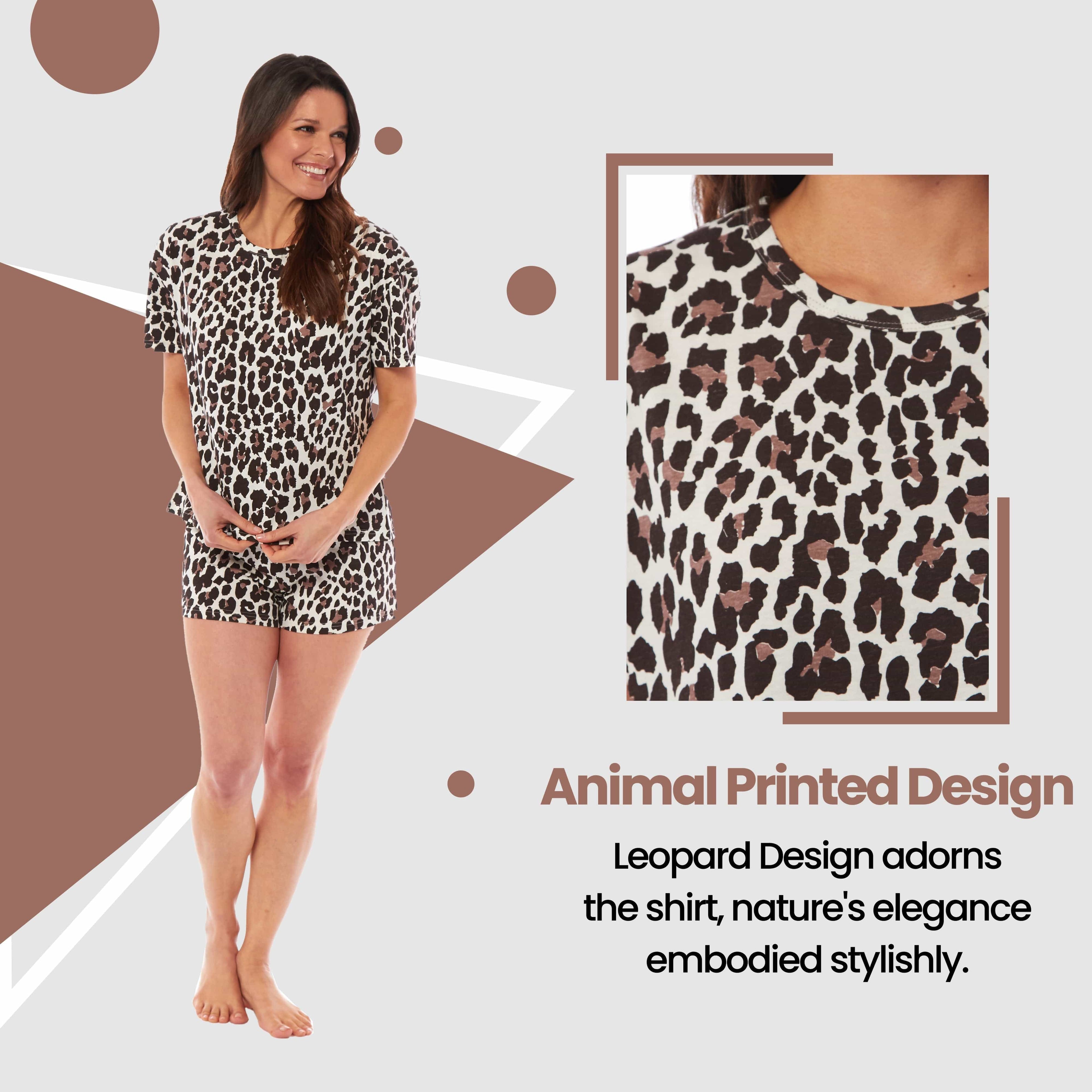 Women's Cotton Pyjamas Sets Loungewear Sleepwear Leopard Zebra Prints Breathable Nightwear Multiple Sizes