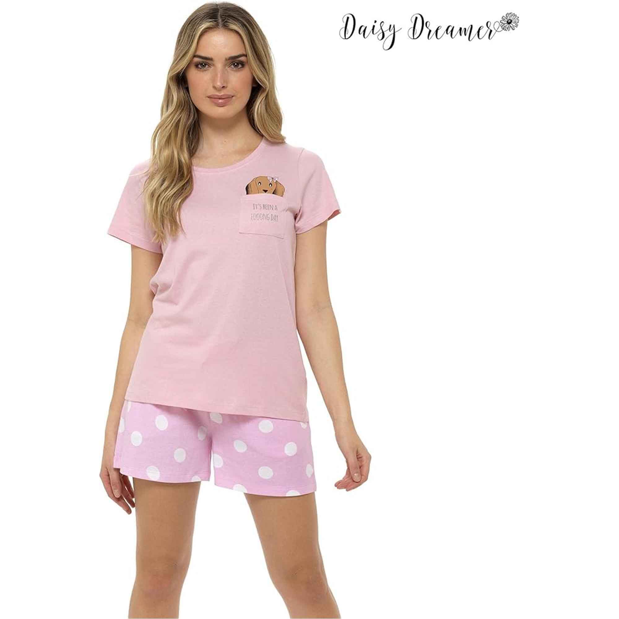 Women's Cotton Sausage Dog Print T Shirt and Shorts Pyjama Set for Summer  Cozy Sleepwear Loungewear Gift for Dog Lovers Multiple Sizes