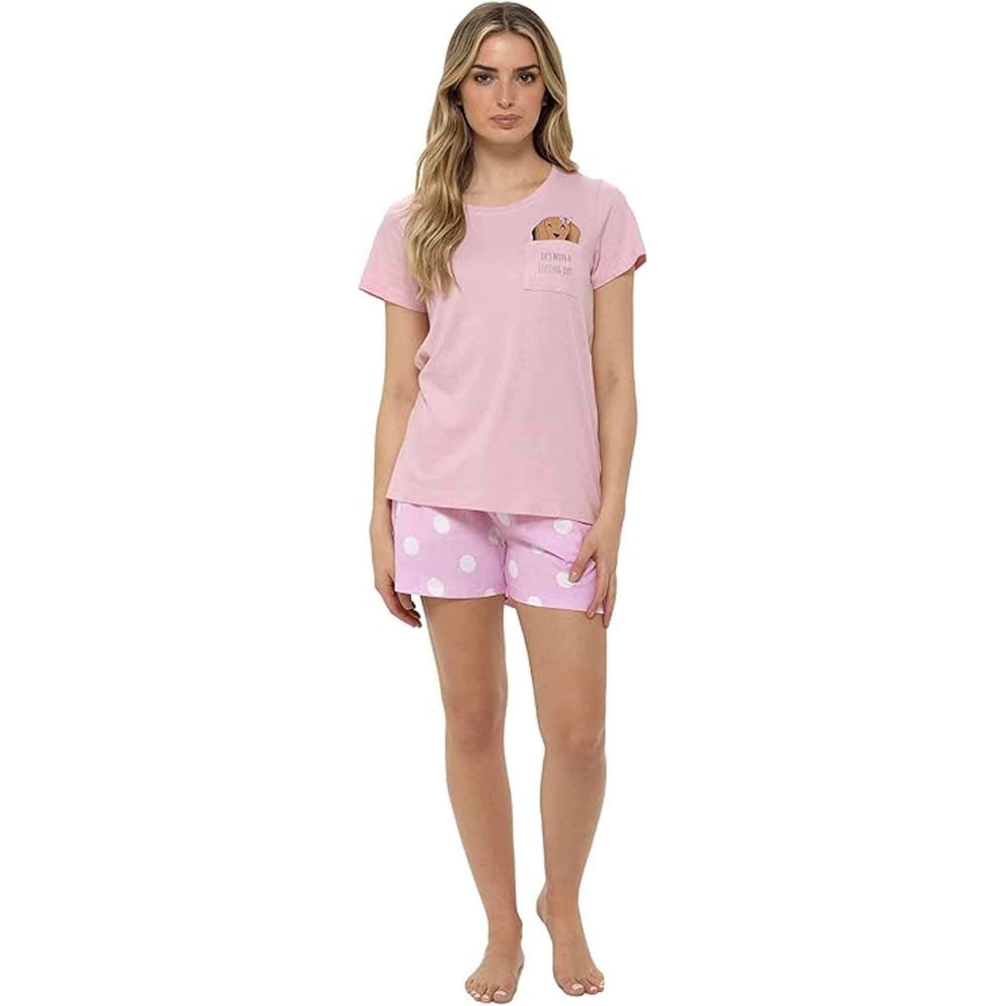 Women's Cotton Sausage Dog Print T Shirt and Shorts Pyjama Set for Summer  Cozy Sleepwear Loungewear Gift for Dog Lovers Multiple Sizes