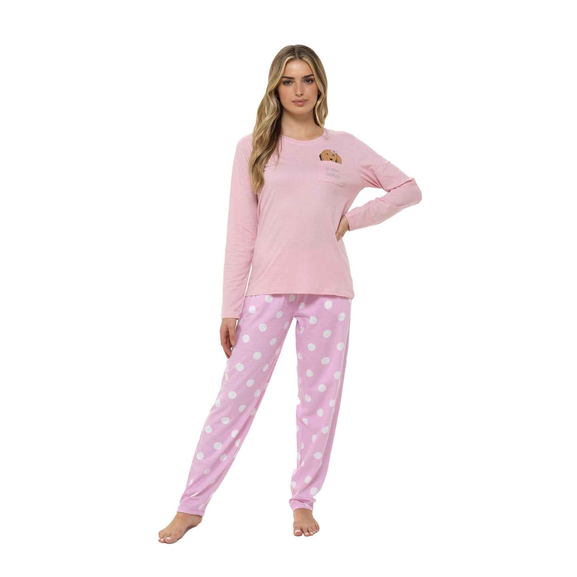 Women's Cotton Soft Pyjama Set with Elasticated Patterned Bottoms Ultimate Nightwear and Cosy Loungewear Multiple Sizes