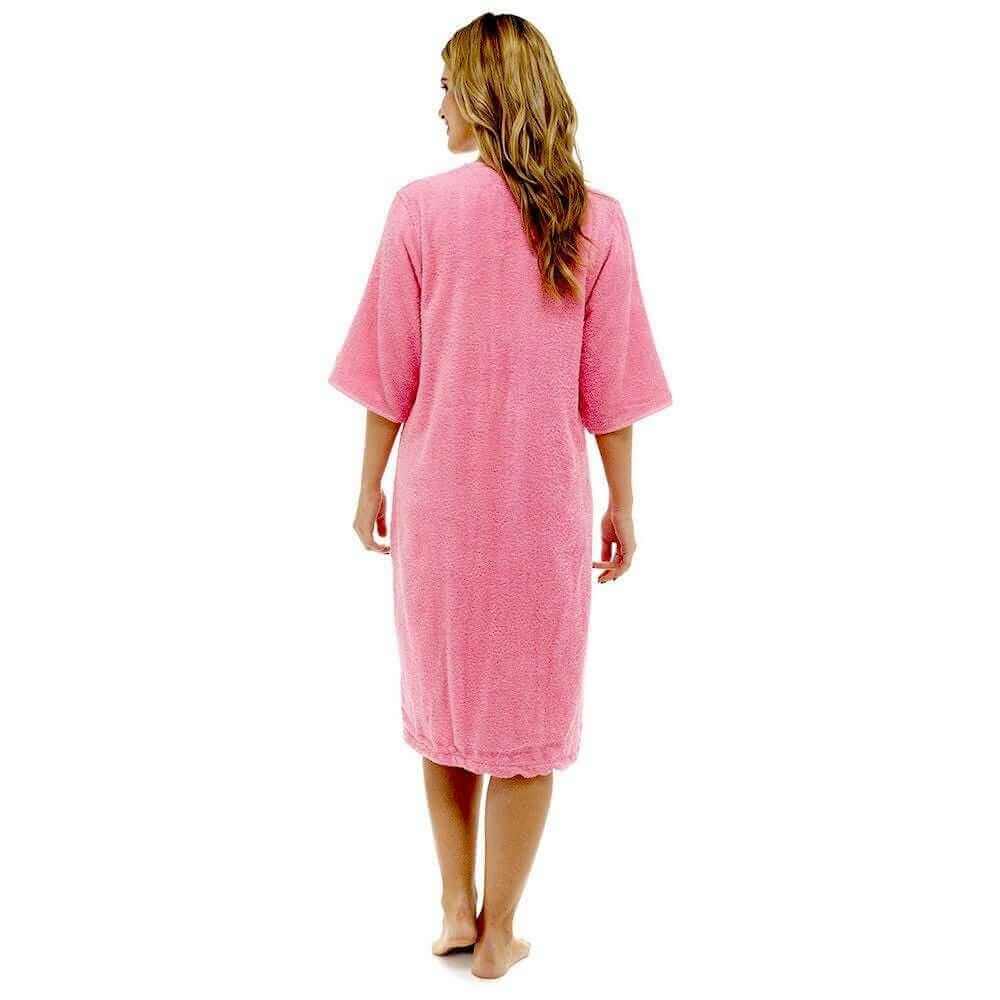 Women's Cotton Terry Towelling Bath Robe Zip Through Ultra Absorbent Soft and Luxurious Dressing Gown Perfect for Post Shower Relaxation