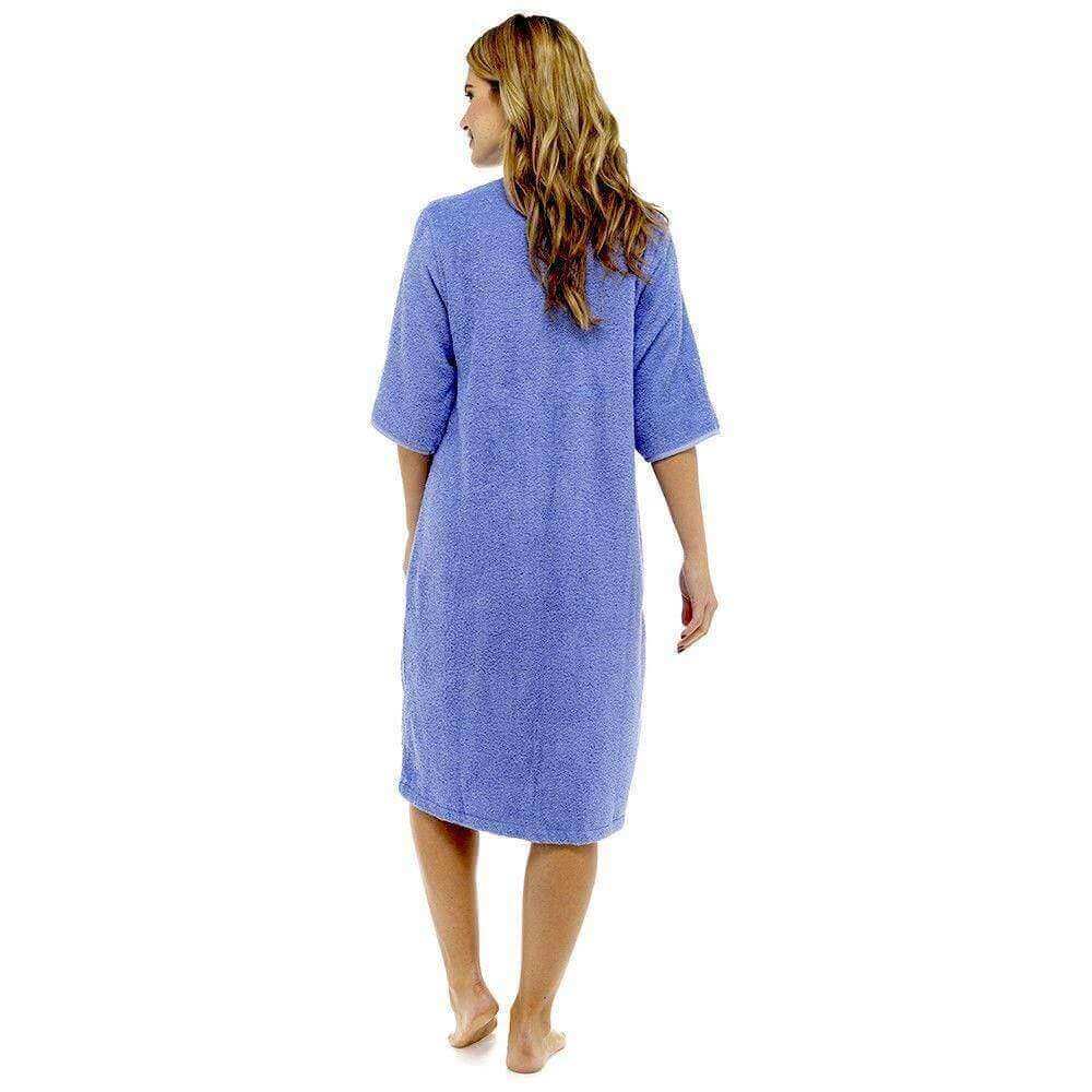 Women's Cotton Terry Towelling Bath Robe Zip Through Ultra Absorbent Soft and Luxurious Dressing Gown Perfect for Post Shower Relaxation