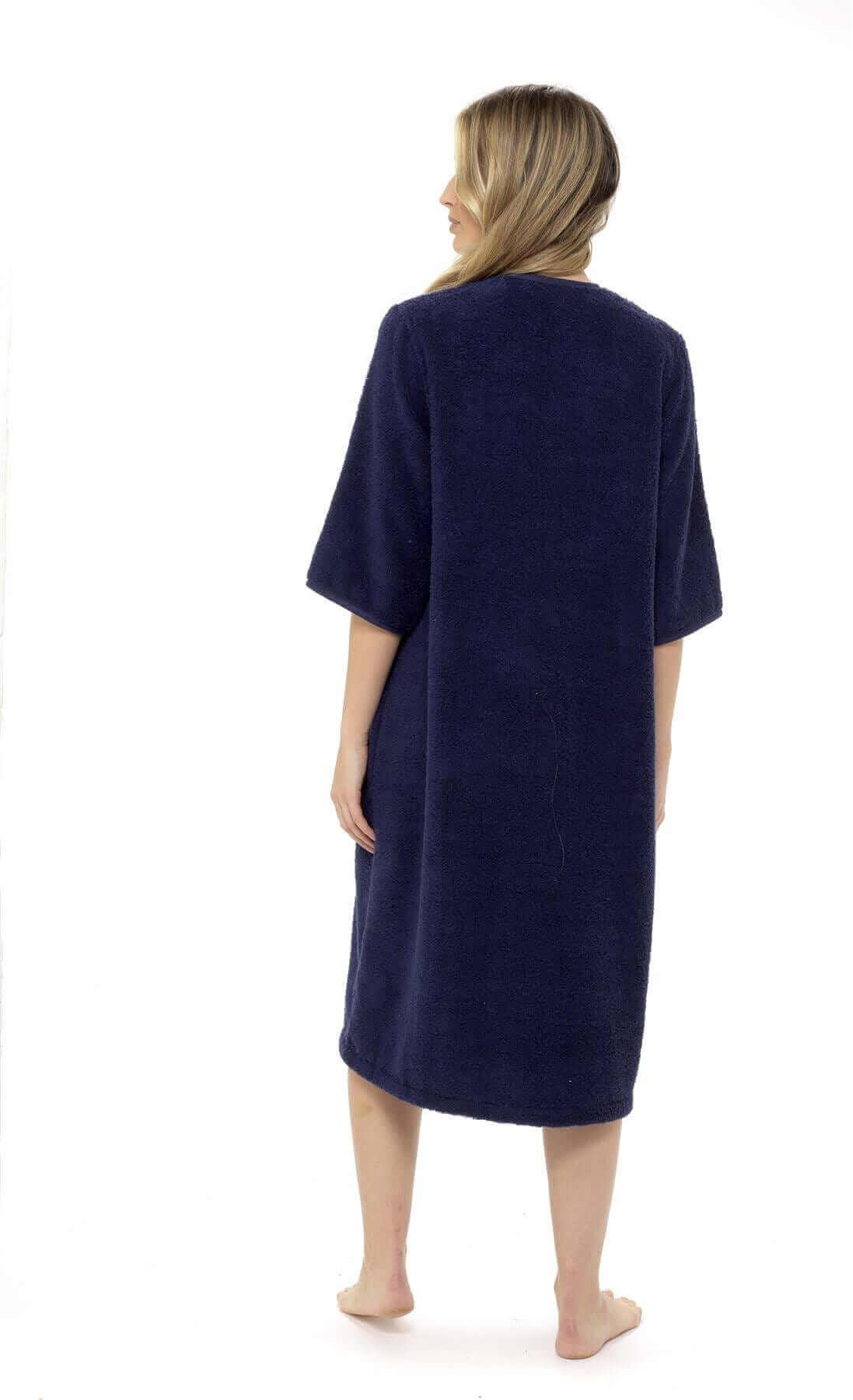 Women's Cotton Terry Towelling Bath Robe Zip Through Ultra Absorbent Soft and Luxurious Dressing Gown Perfect for Post Shower Relaxation