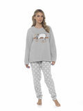 Women's Cozy Sloth Teddy Fleece Pyjama Set Super Soft Warm Loungewear Sleepwear with Trendy Design and Comfortable Fit Pants Perfect for Cold Nights Multiple Sizes