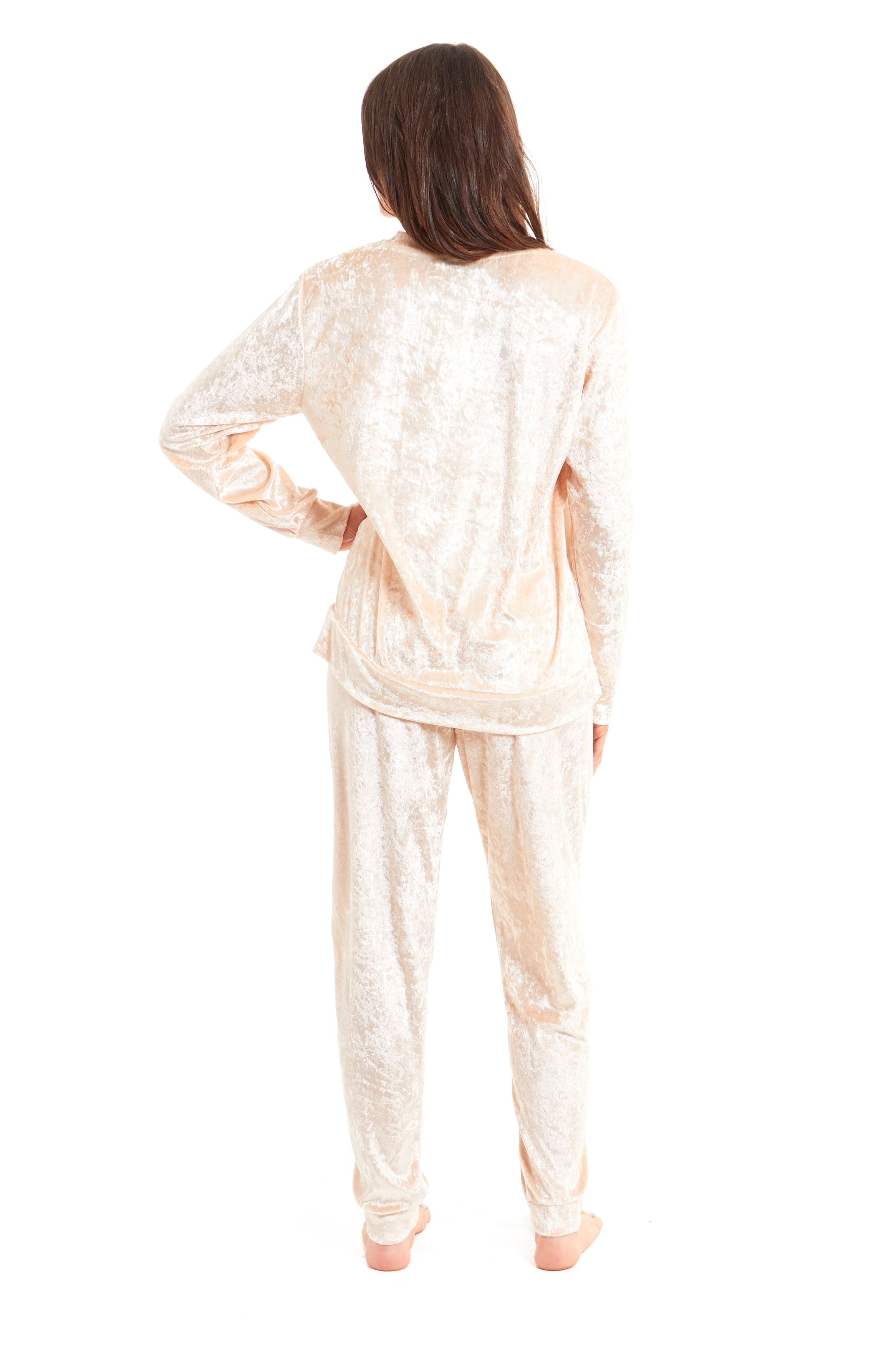 Women's Crushed Velvet Pyjama Set Soft Comfortable Loungewear Top and Pants Perfect Luxurious Nightwear Gift in Multiple Sizes and Elegant Colours