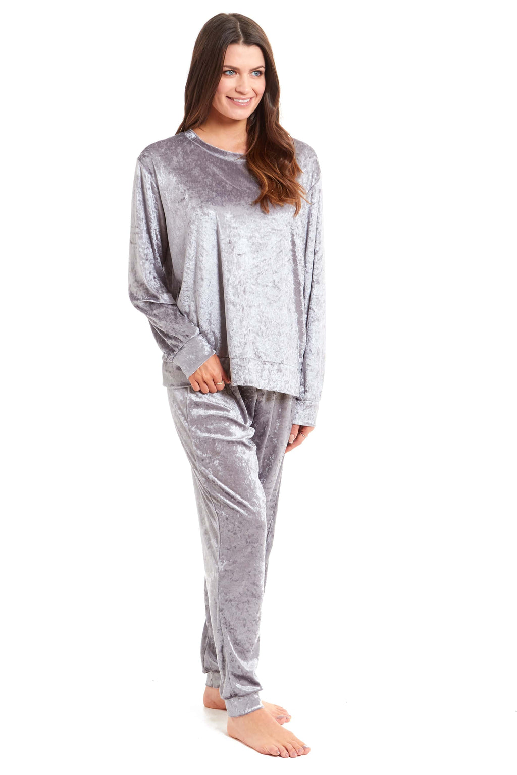 Women's Crushed Velvet Pyjama Set Soft Comfortable Loungewear Top and Pants Perfect Luxurious Nightwear Gift in Multiple Sizes and Elegant Colours